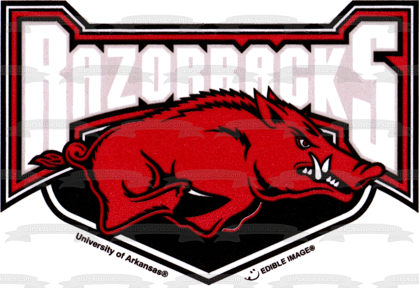 Arkansas Razorbacks Logotipos alternativos 2001 a 2008 Imagen comestible para decoración de tartas ABPID04236 