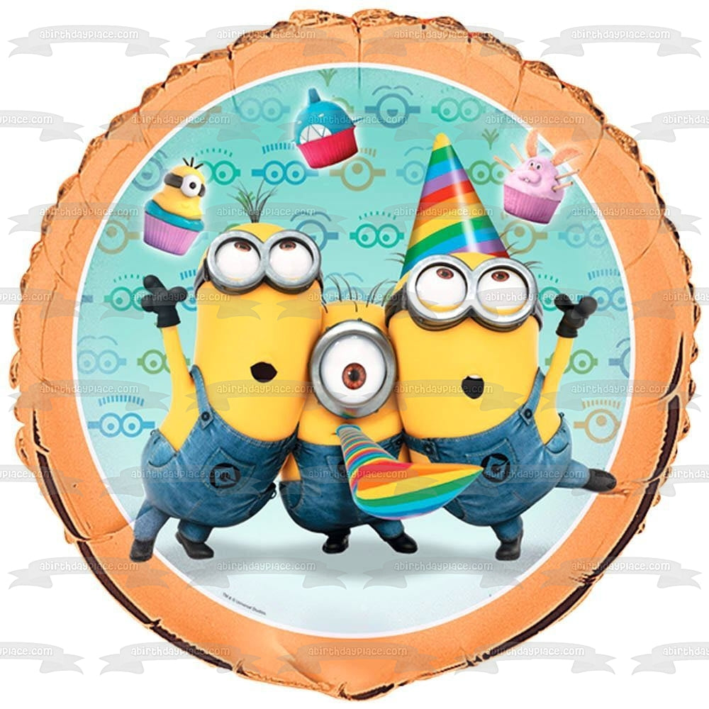 Minions Despicable Me Illumination Stuart Dave y Kevin Edible Cake Topper Imagen ABPID04240 