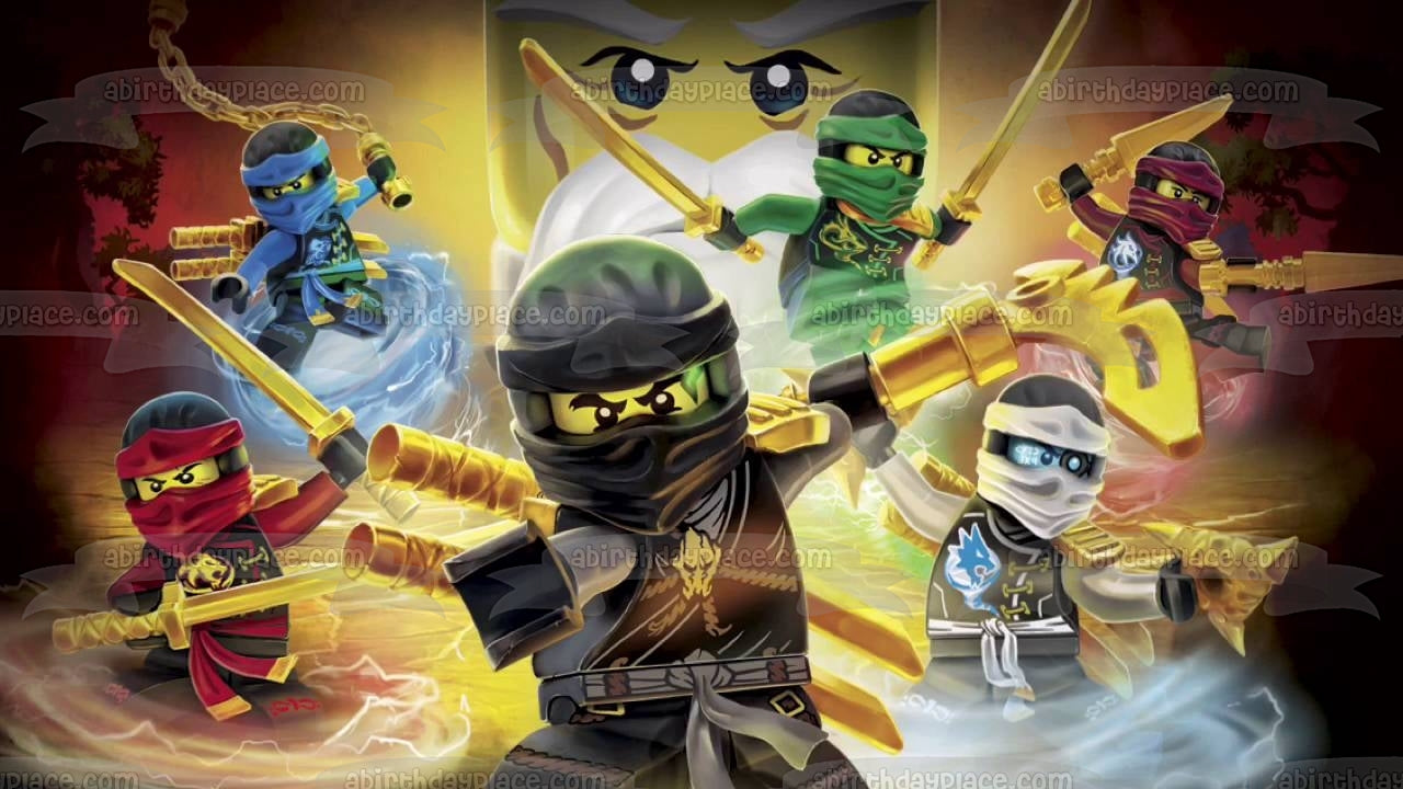 LEGO Ninjago Kai Zane Cole Jay y Wu Imagen comestible para decoración de tarta ABPID04280 