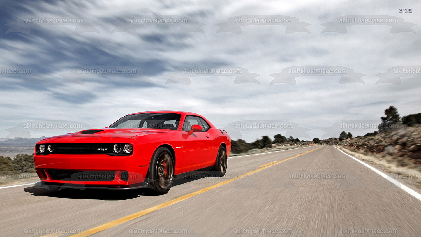 Dodge Challenger Muscle Car Open Road - Decoración comestible para tarta, imagen ABPID04292 