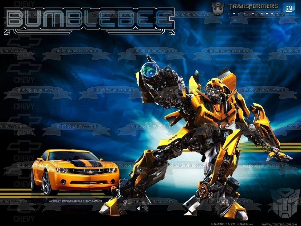 Imagen de decoración comestible para tarta de Transformers Bumblebee Car Autobots ABPID04317 