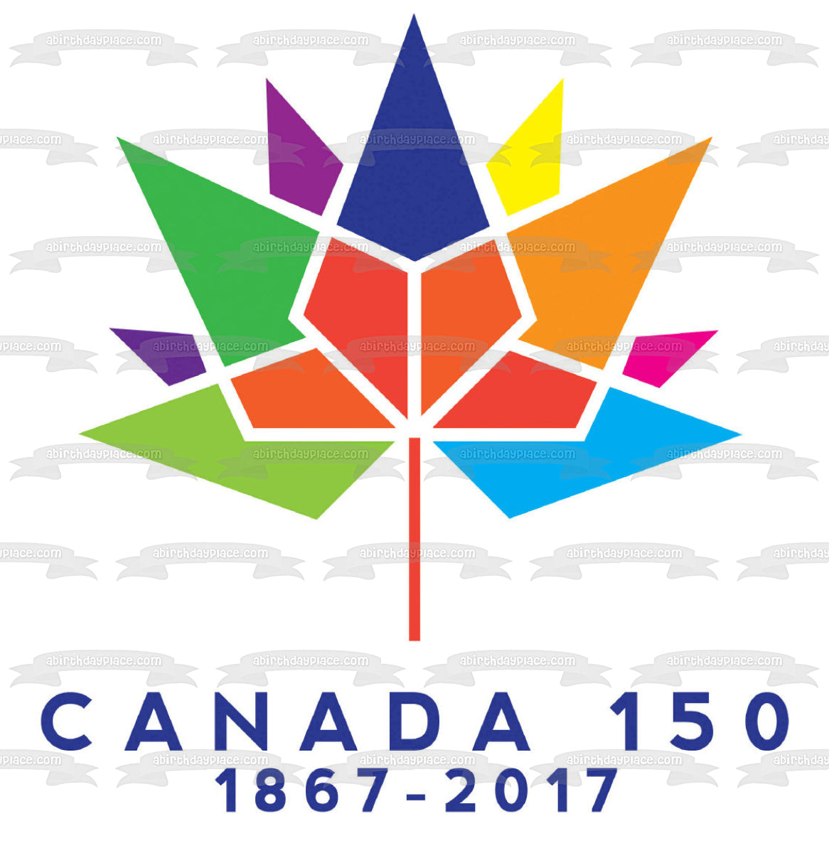 Canada 150 1867-2017 Happy 150th Happy Birthday Canada Colorful Maple Leaf Edible Cake Topper Image ABPID04327