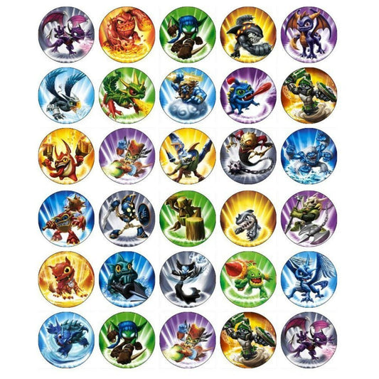 Skylanders Spyro Eruptor and Stealth Elf Edible Cupcake Topper Images ABPID04354