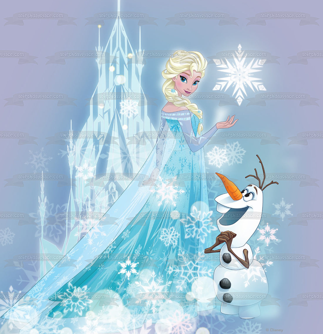 Frozen Elsa Olaf and an Ice Castle Edible Cake Topper Image ABPID04360