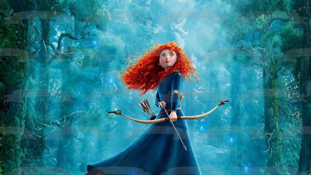 Brave Movie Merida Forest Trees and Her Bow and Arrow Edible Cake Topp ...