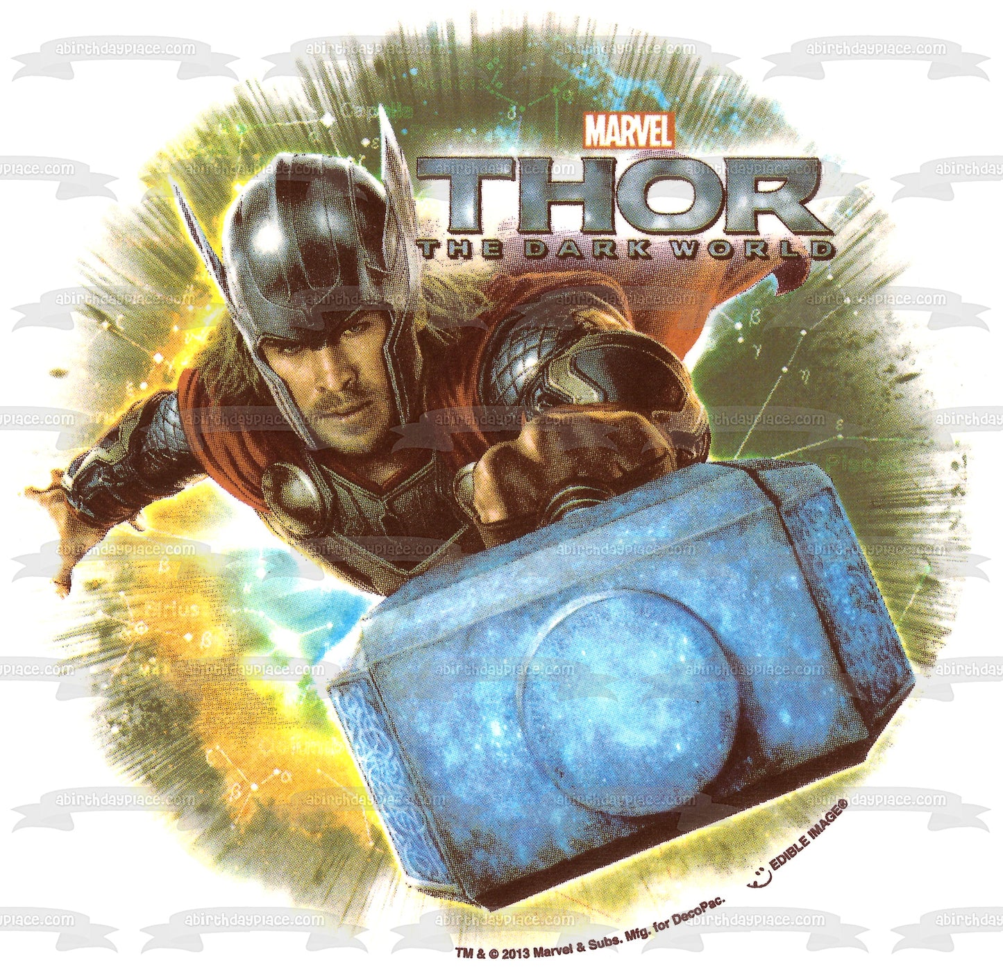 Thor the Dark World Wielding His Mallet Edible Cake Topper Image ABPID04425