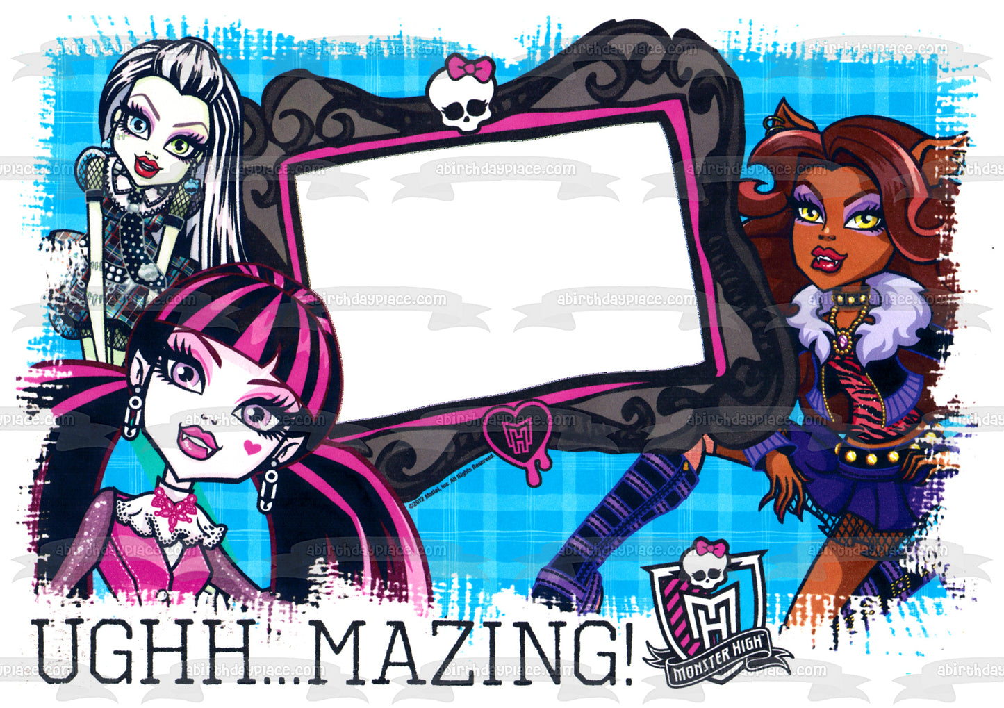 Monster High Ughh... Mazing Draculaura Clawdeen Wolf y Frankie Stein Marco de imagen comestible para decoración de tarta ABPID04465 