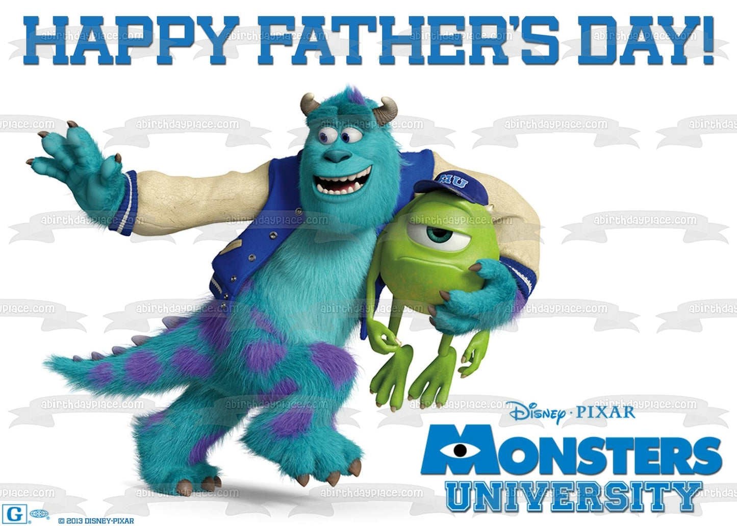 Monsters University Feliz Día del Padre Mike Wazowski y James P. Sullivan Adorno comestible para tarta Imagen ABPID04497 