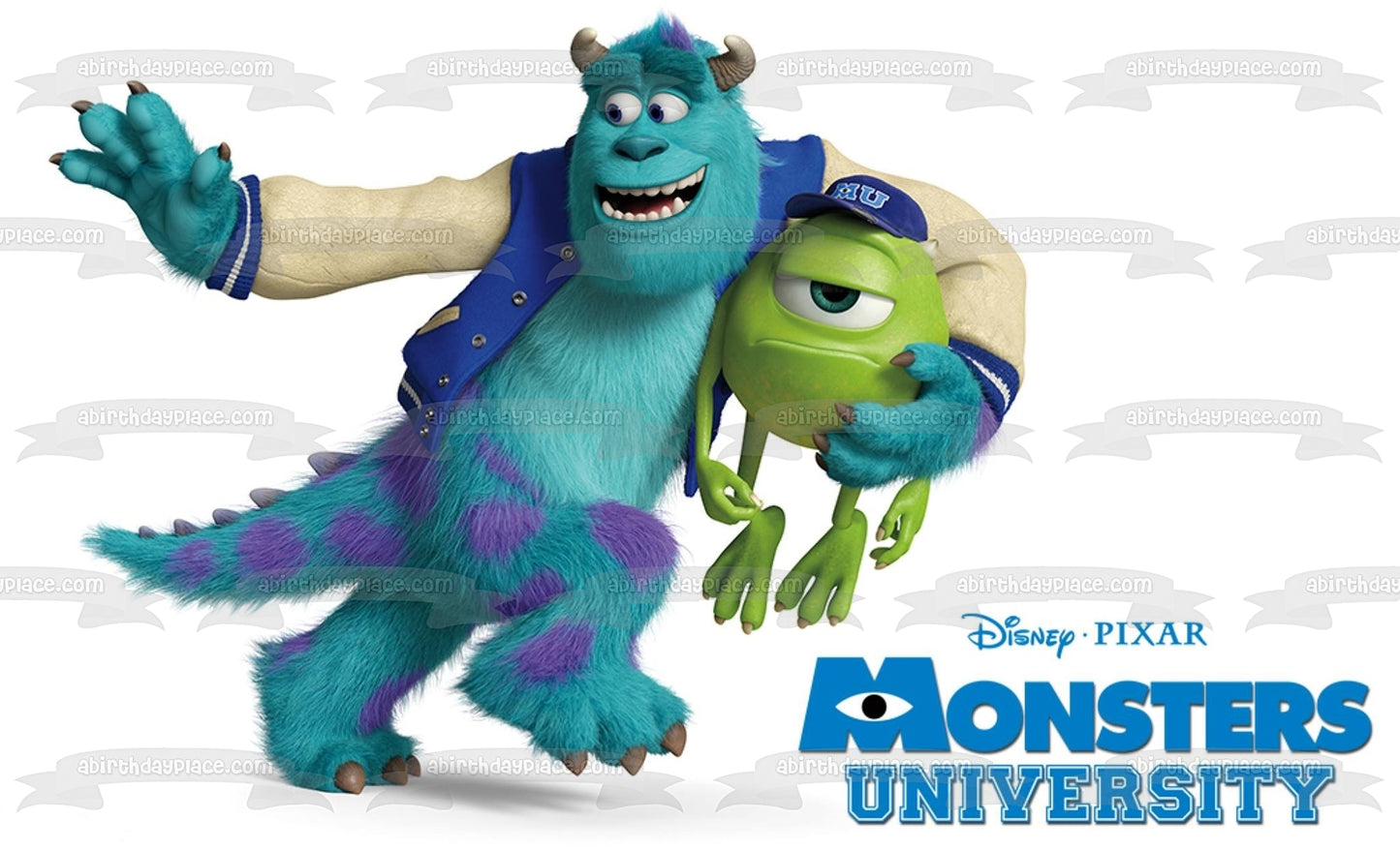 Monsters University Mike Wazowski and James P. Sullivan Edible Cake Topper Image ABPID04577