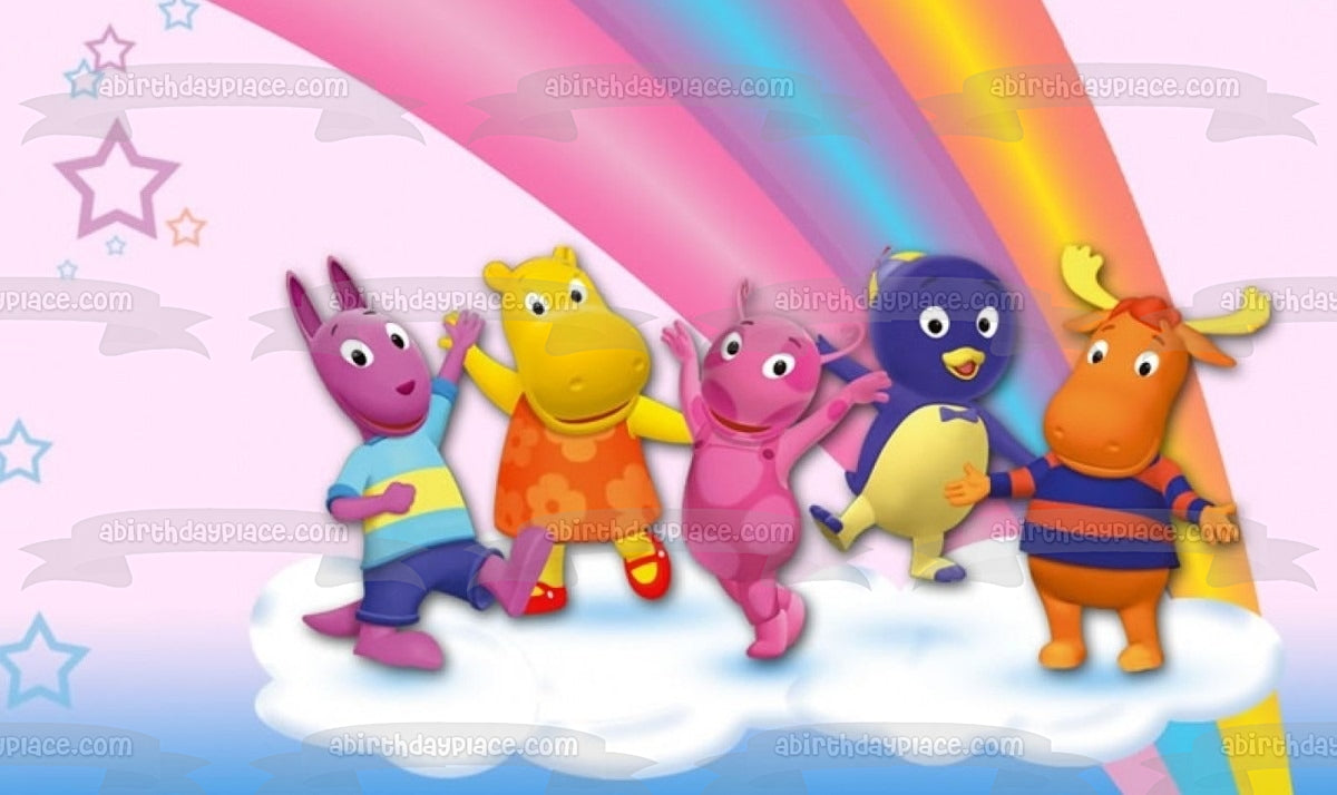 The Backyardigans Clouds Stars and a Rainbow Edible Cake Topper Image ABPID04580