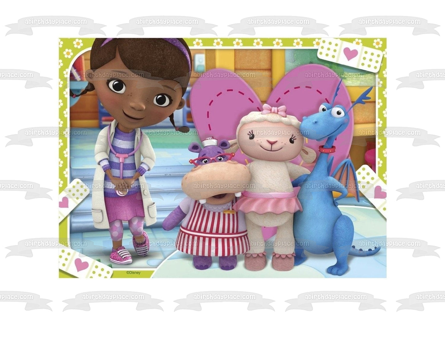 Imagen de decoración comestible para tarta de Doc McStuffins Dottie Lambie Hallie y Stuffy ABPID04593 