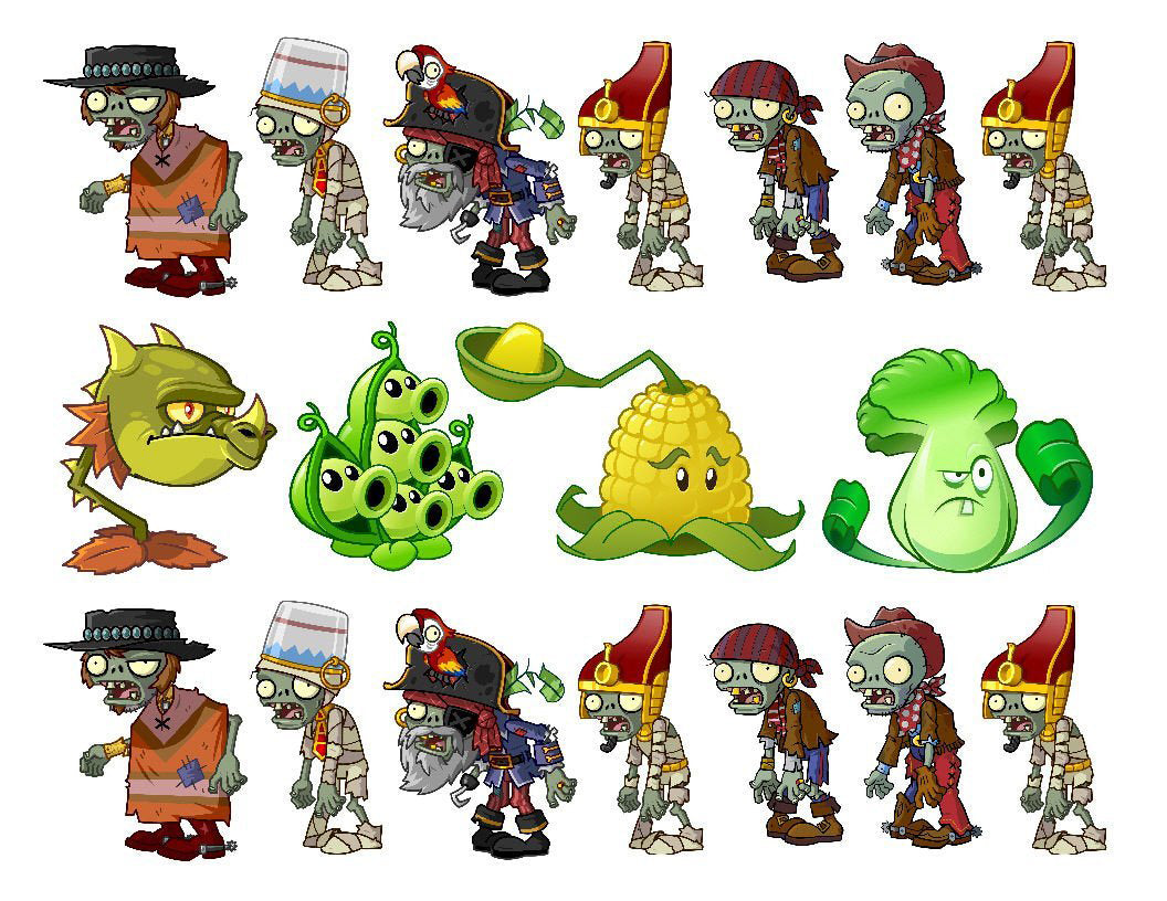 Plants Vs Zombies Popcap Kernel-Pult Bonk Choy Snapdragon and Pea Pod Edible Cake Topper Image Strips ABPID04610