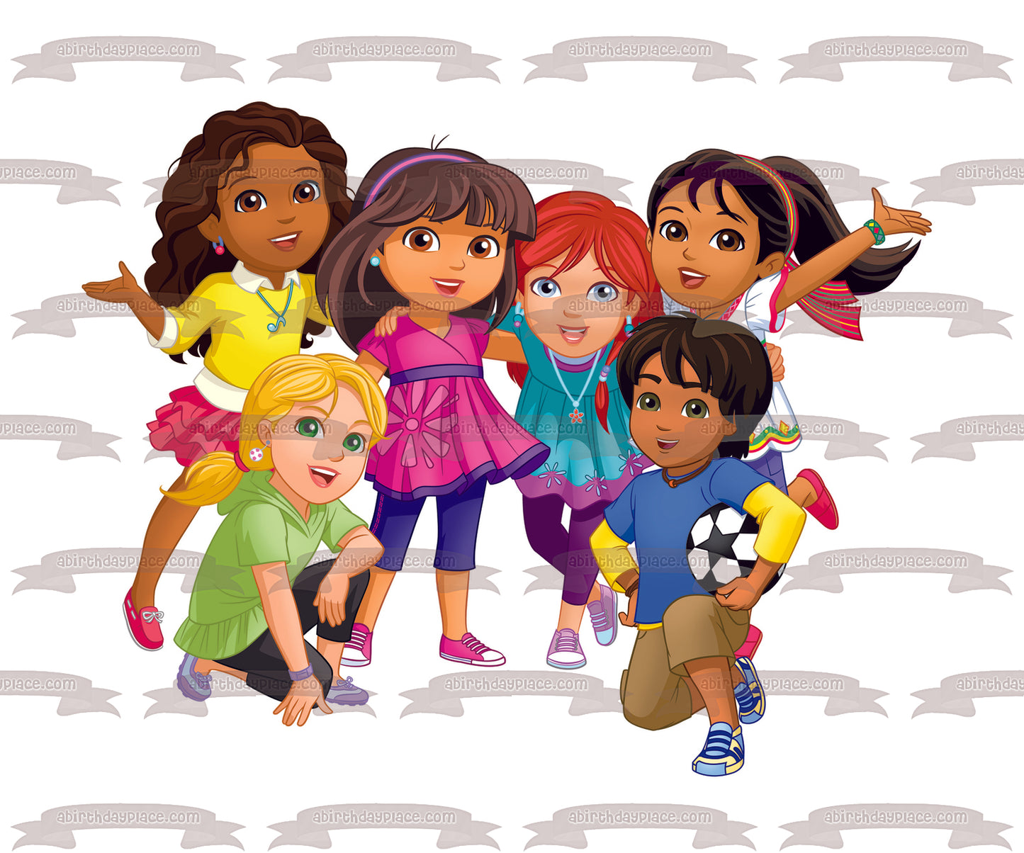 Dora and Friends Into the City Dora Emma Kate Naiya Alana and Pablo Edible Cake Topper Image ABPID04651