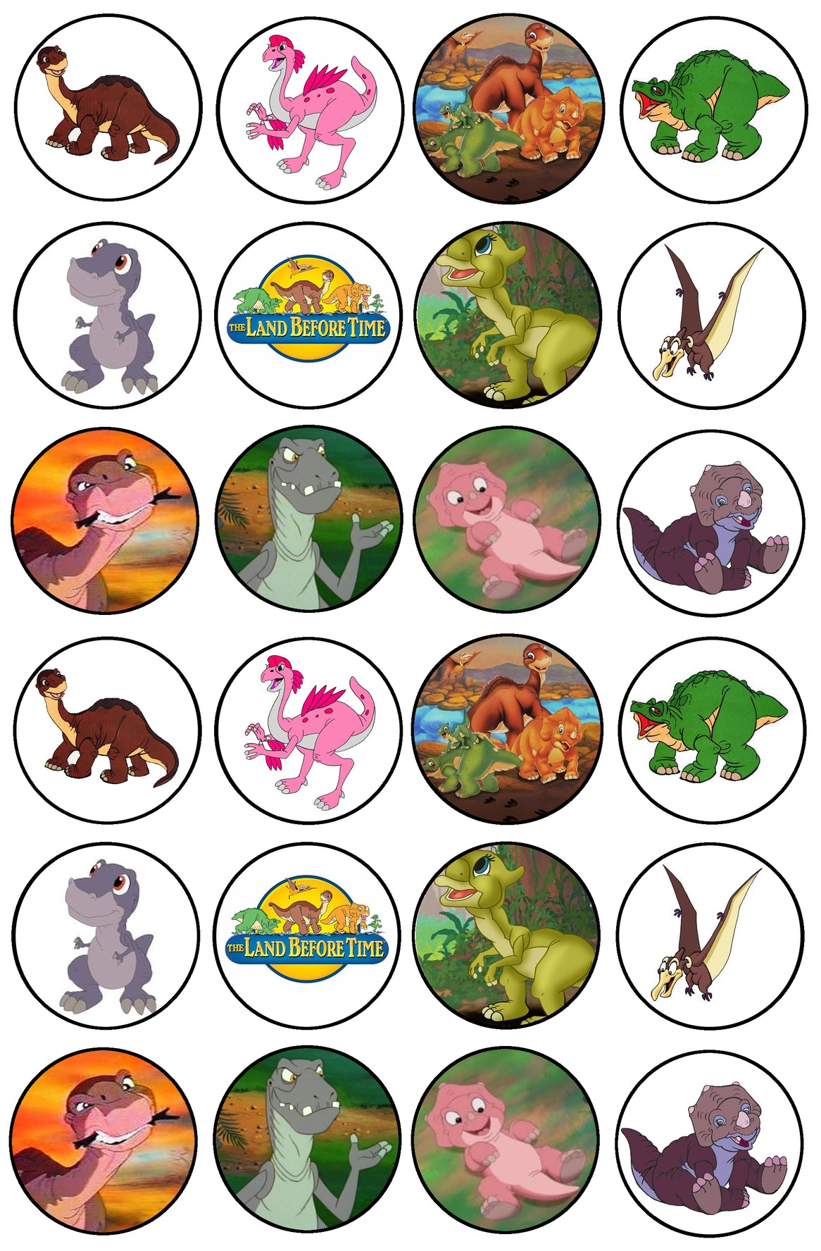 The Land Before Time Littlefoot Cera Ducky and Spike Edible Cupcake Topper Images ABPID04657