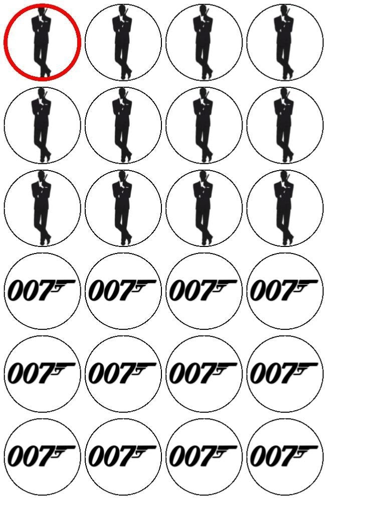 James Bond 007 Gun and Logo Edible Cupcake Topper Images ABPID04684