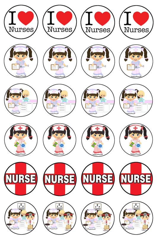 Imágenes de decoración comestible para cupcakes con I Heart Nurses I Love Nurses de la Cruz Roja ABPID04694 