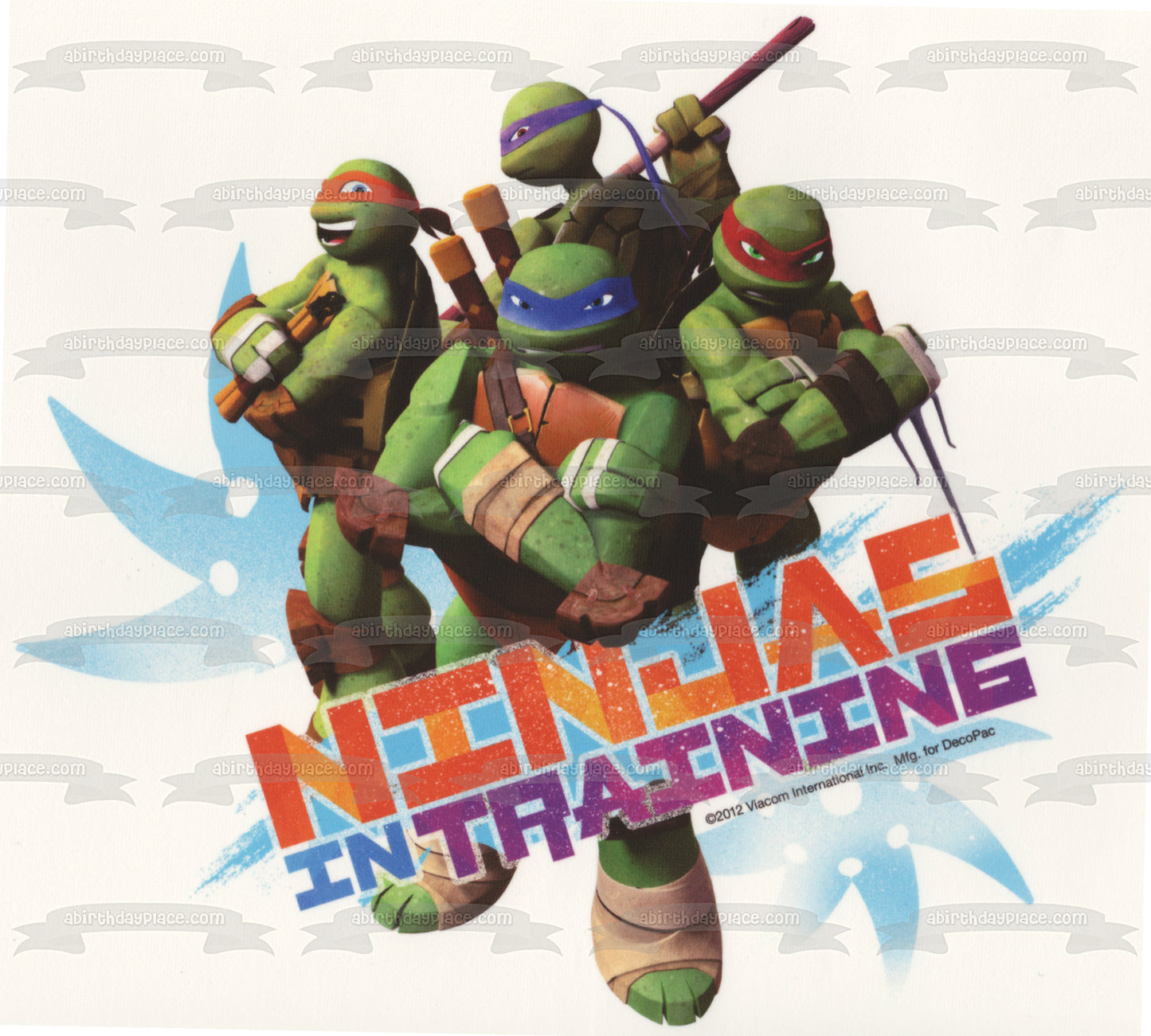 Teenage Mutant Ninja Turtles Tmnt Leonardo Donatello Raphael and Michelangelo Ninjas In Training Edible Cake Topper Image ABPID04696