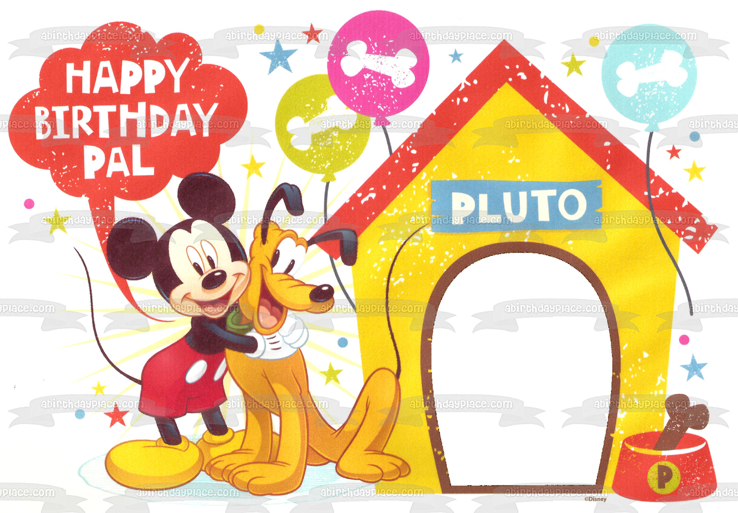 Mikey Mouse Pluto "Happy Birthday Pal" Edible Cake Topper Image ABPID04704