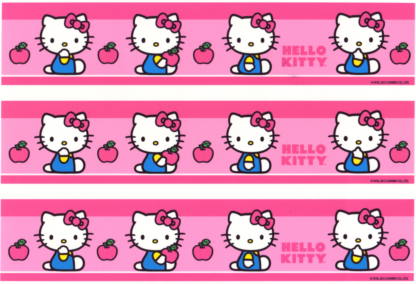 Hello Kitty Apples and a  Pink Bow Edible Cake Topper Image Strips ABPID04728