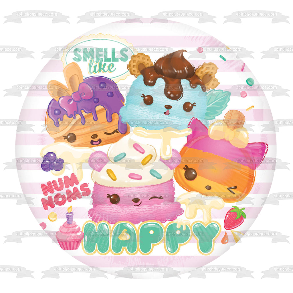 Num Noms Smells Like Happy Edible Cake Topper Image ABPID04800 – A