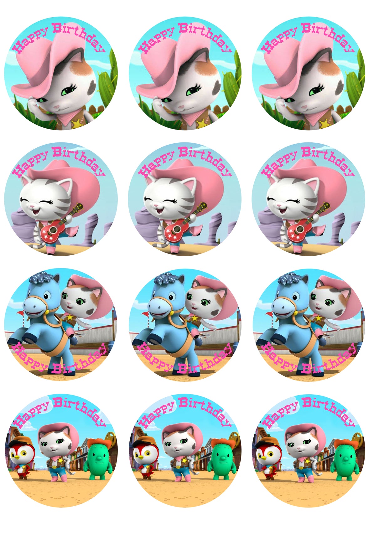 Disney Sherrif Callie's Wild West Happy Birthday Deputy Peck Toby Sparky Edible Cupcake Topper Images ABPID04801