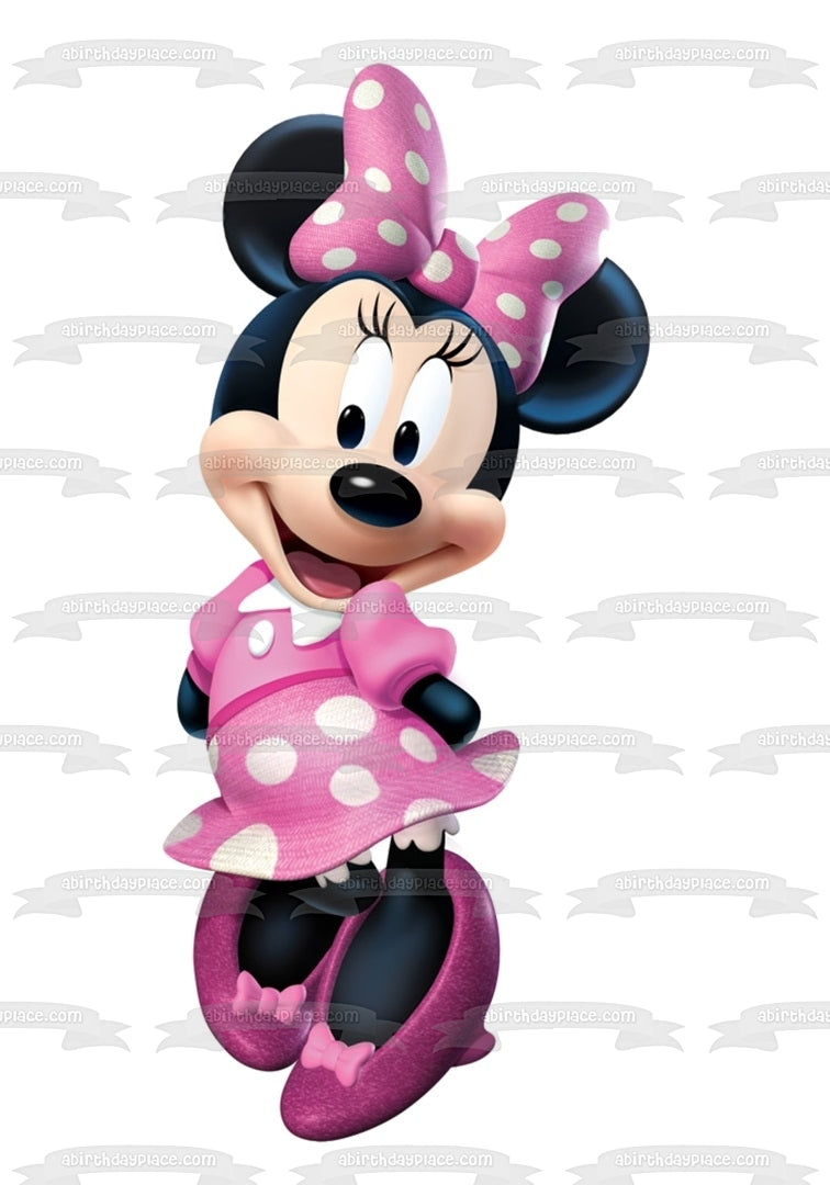 Minnie Mouse con las manos detrás de la espalda Imagen comestible para decoración de tarta ABPID04812 