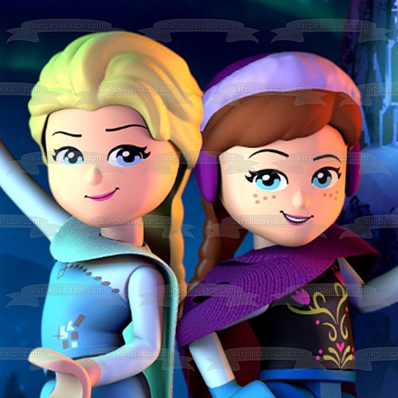 Imagen de decoración comestible para tarta LEGO Anna y Elsa de Frozen ABPID05015 