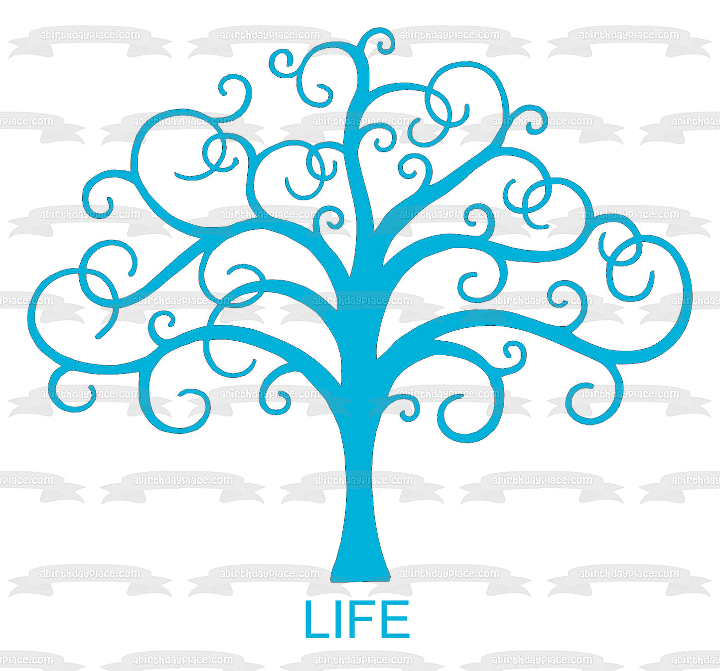 Tree of Life Blue Edible Cake Topper Image ABPID05018