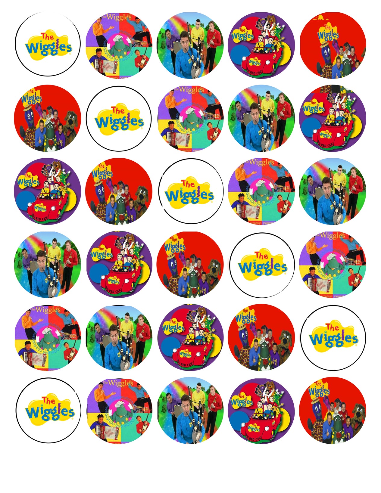 The Wiggles Logo Simon Emma and Anthony Edible Cupcake Topper Images ABPID05085