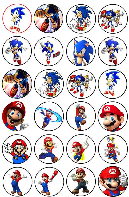 Super Mario Sonic the Hedgehog Edible Cupcake Topper Images ABPID05108