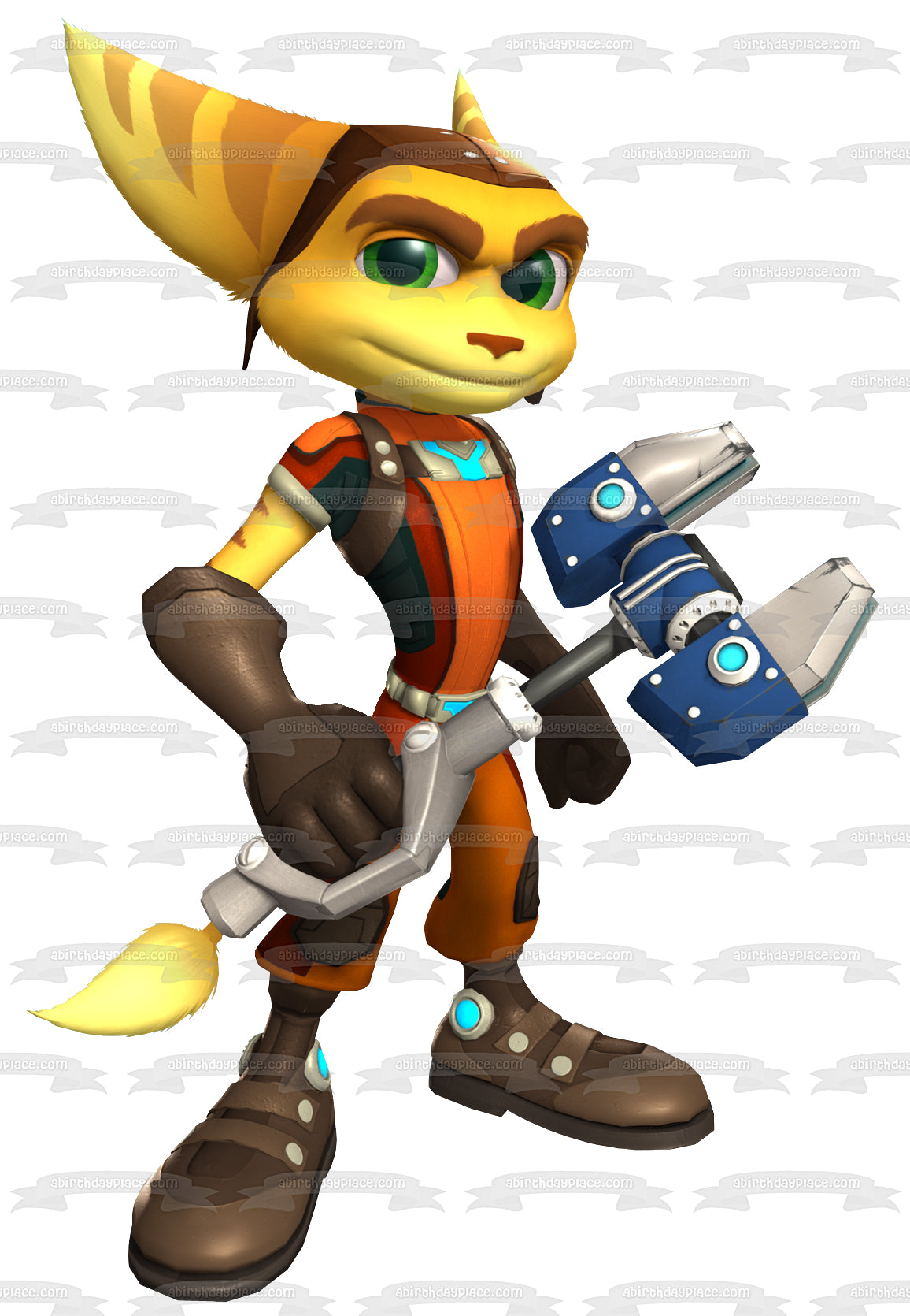 Ratchet and Clank Lombax Mechanic with His Omniwrench Edible Cake Topper Image ABPID05112