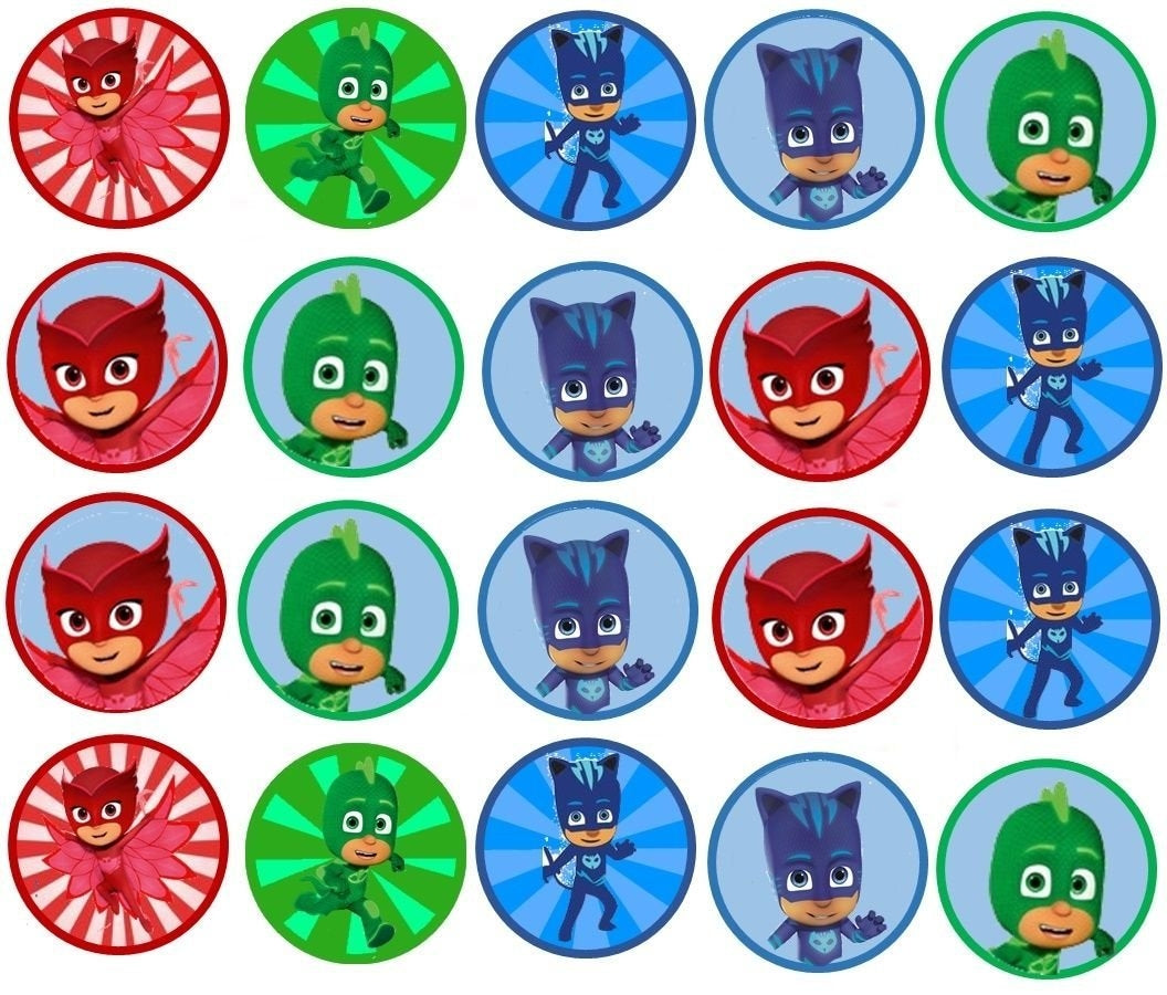 Pj Masks Hero Cat Boy Gekko Owlette Edible Cupcake Topper Images ABPID05159