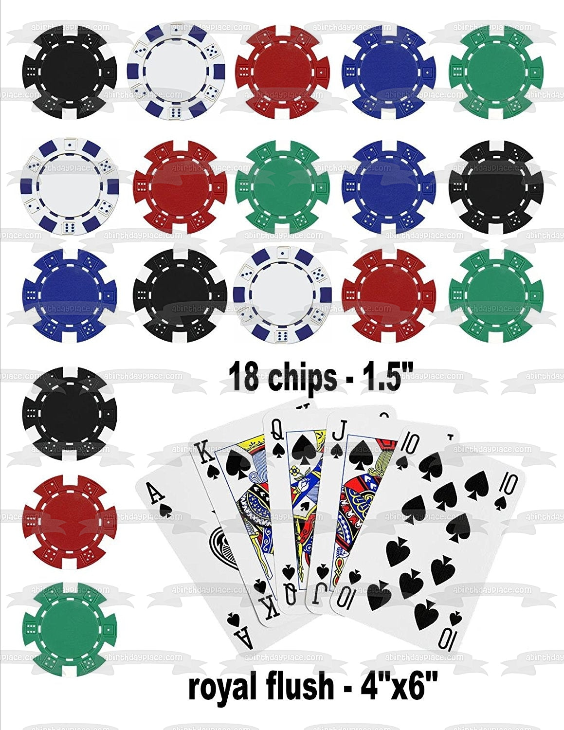 Poker Playing Cards and Chips Edible Cake Topper Image ABPID05213