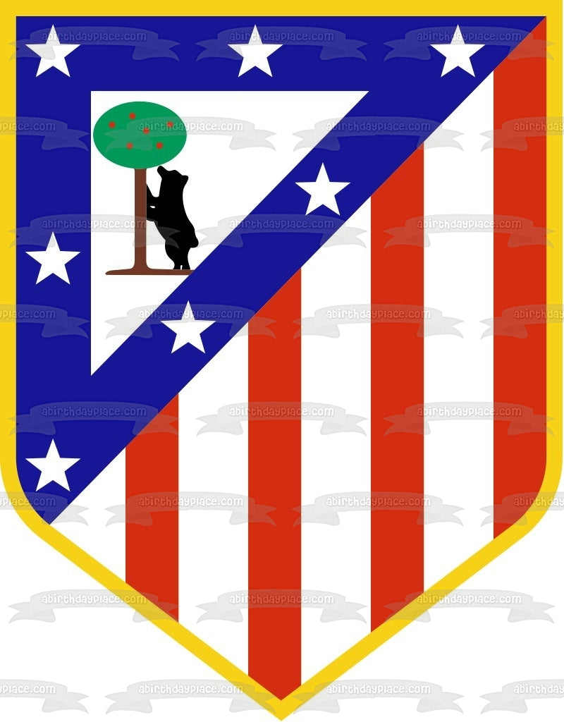 Atletico Madrid Logo Flag Stars Tree and a Dog Edible Cake Topper Image ABPID05262