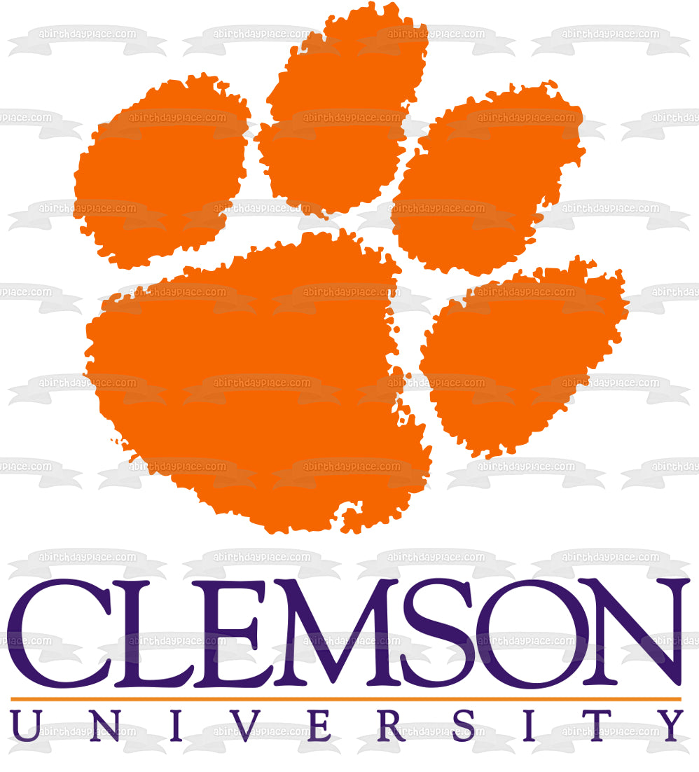 Clemson University Tiger Paw Logo Edible Cake Topper Image ABPID05317