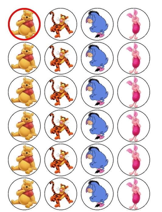 Winnie the Pooh Piglet Tigger Eeyore Edible Cupcake Topper Images ABPID05328