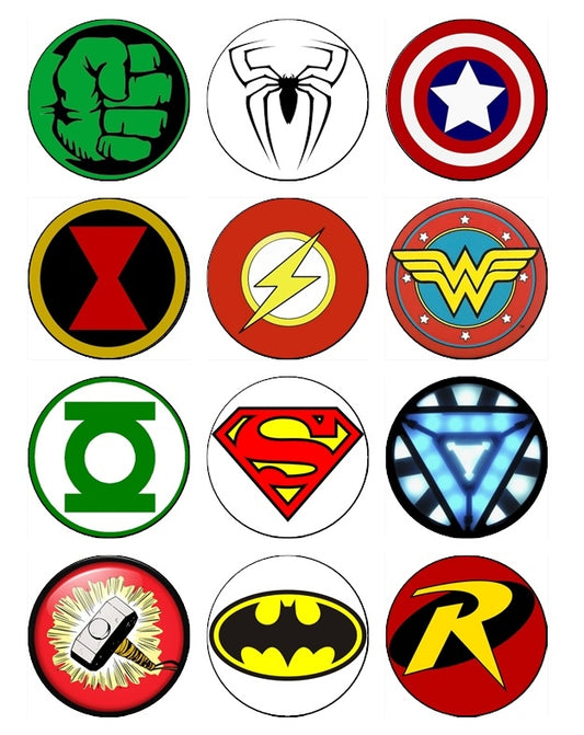 Superhero Logo The Hulk Captain America and Robin Edible Cupcake Topper Images ABPID05344