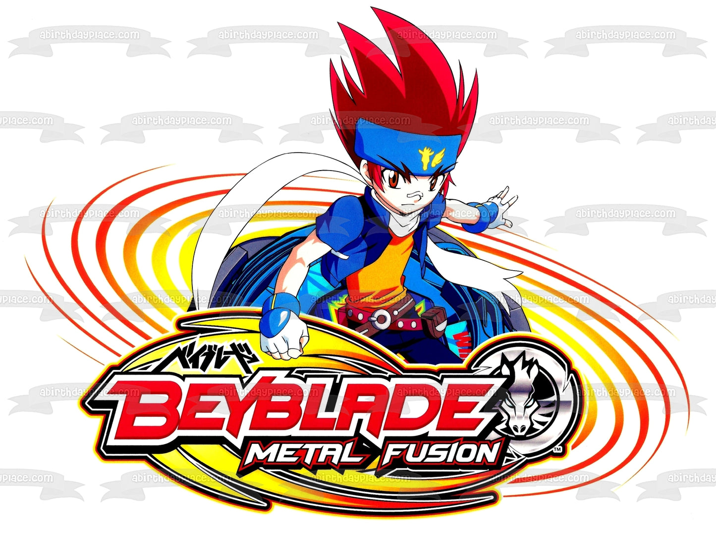 Beyblade Metal Fusion Ginga Hagane Edible Cake Topper Image ABPID05388