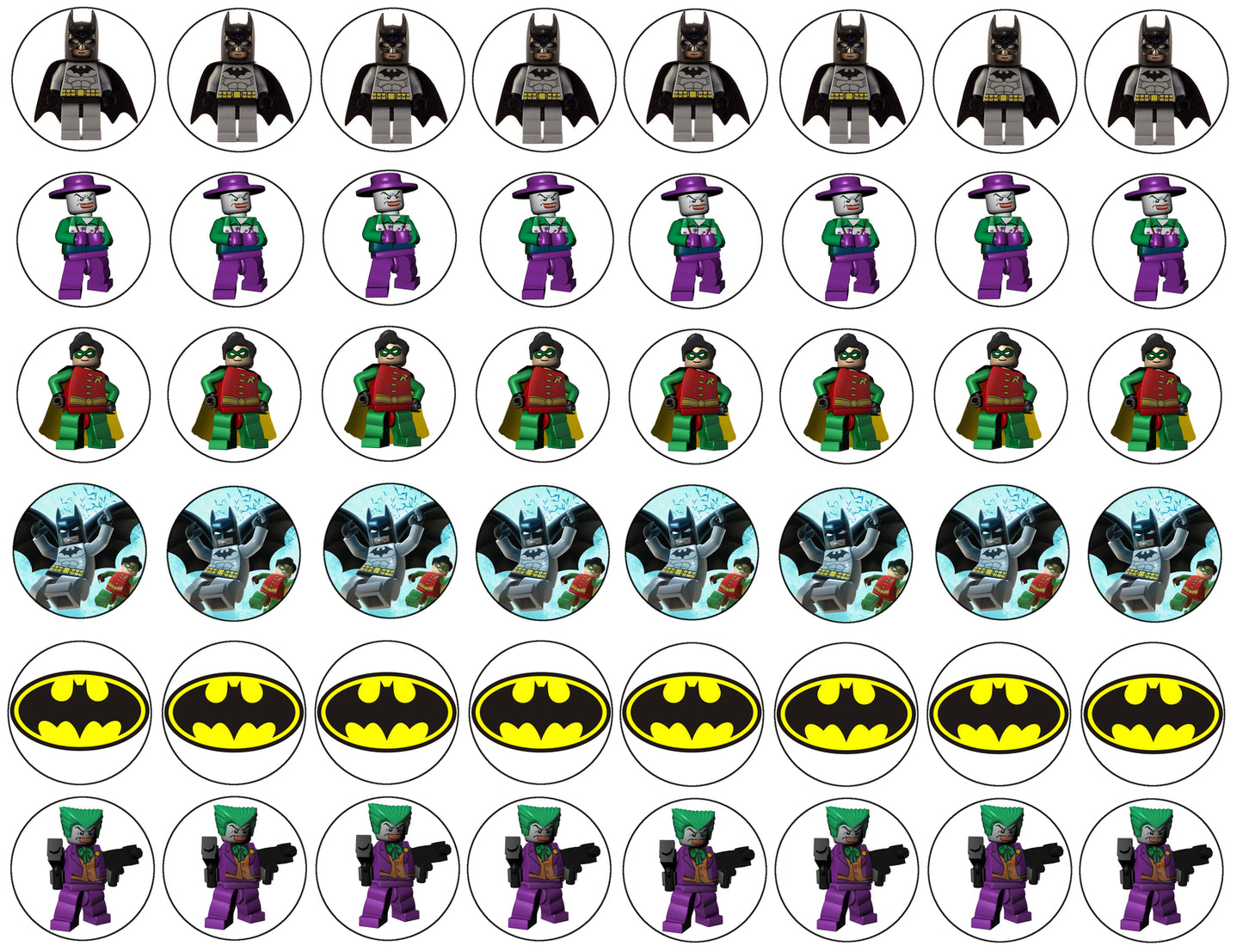 LEGO Batman Logo the Joker Robin Edible Cupcake Topper Images ABPID05400