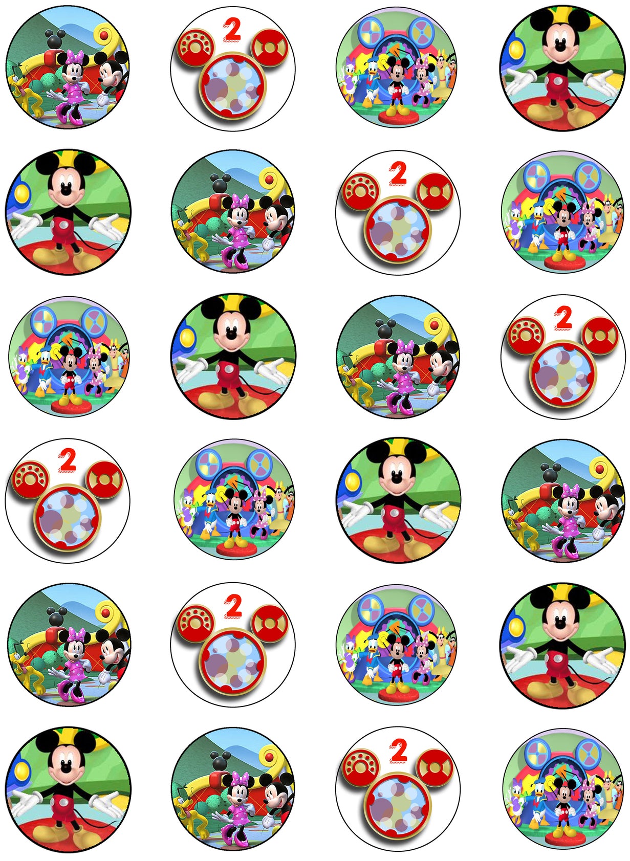 Mickey Mouse Clubhouse Minnie Mouse Goofy Pluto Donald Duck and Daisy Duck  Happy 2nd Birthday Edible Cupcake Topper Images ABPID05402