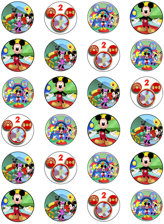 Mickey Mouse Clubhouse Minnie Mouse Goofy Pluto Donald Duck and Daisy Duck  Happy 2nd Birthday Edible Cupcake Topper Images ABPID05402