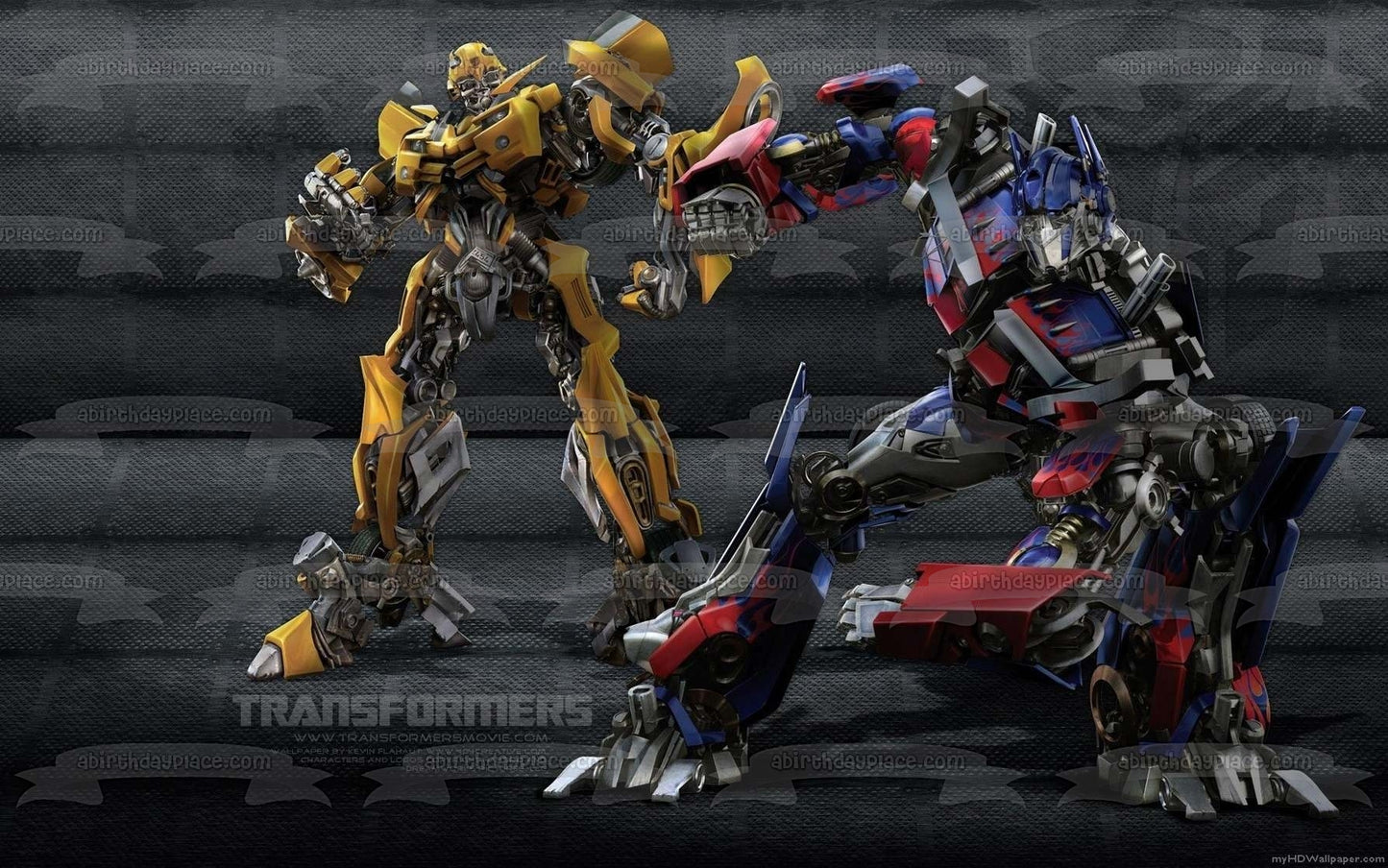 Imagen de decoración comestible para tarta de Transformers Bumblebee y Optimus Prime ABPID05486 