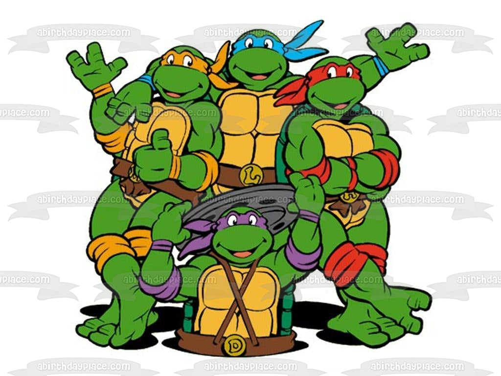 Tortugas Ninja Mutantes Adolescentes Donatello Michaelangelo Leonardo y Raphael Tmnt Imagen comestible para decoración de tarta ABPID05504 