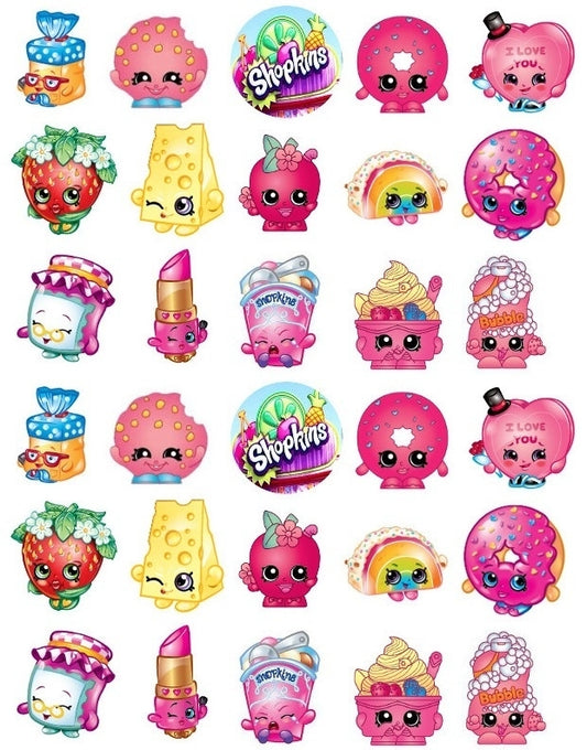 Shopkins Logo Strawberry Kiss Lippy Lips Apple Blossom Edible Cupcake Topper Images ABPID05509