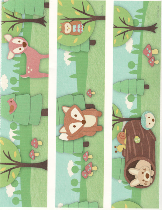 Woodland Baby Animals Deer Owl Fox Bird Edible Cake Topper Image Strips ABPID05529