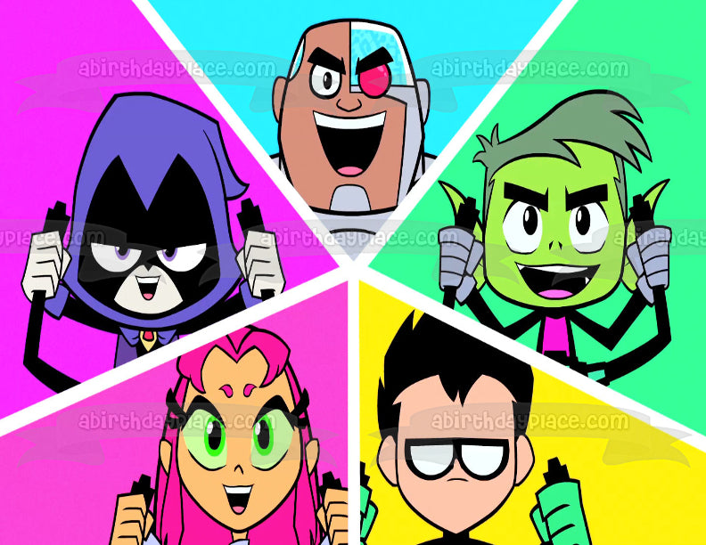 Teen Titans Go Beast Boy Starfire Robin Cyborg Raven 2 Imagen comestible para decoración de tarta ABPID05531 