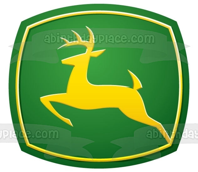 Adorno comestible para tarta con logotipo de John Deere, ciervo amarillo, imagen ABPID05538 