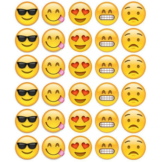 Emoji Assorted Faces Happy Sad Love Edible Cupcake Topper Images ABPID05595