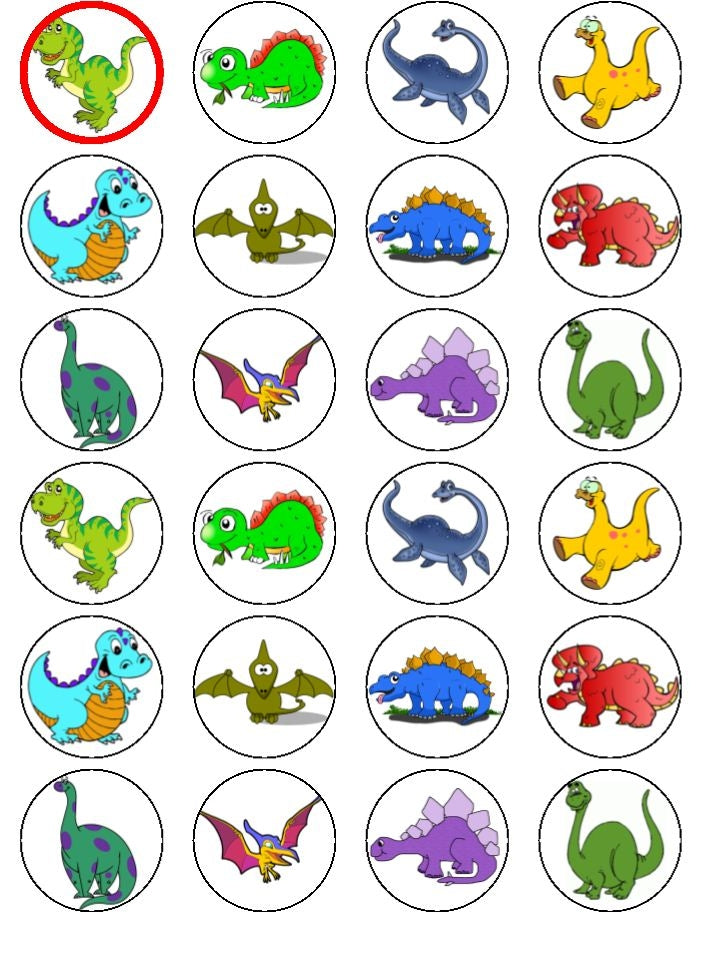 Dinosaur Babies Tyrannosaurus Rex Pterodactyl Stegosaurus Edible Cupcake Topper Images ABPID05602