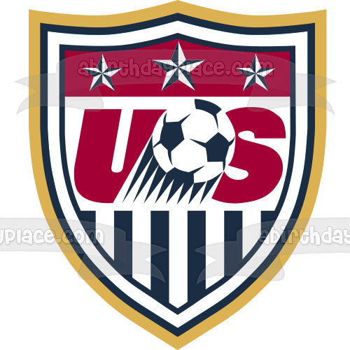 United States Soccer Logo Red White Blue Edible Cake Topper Image ABPID05632